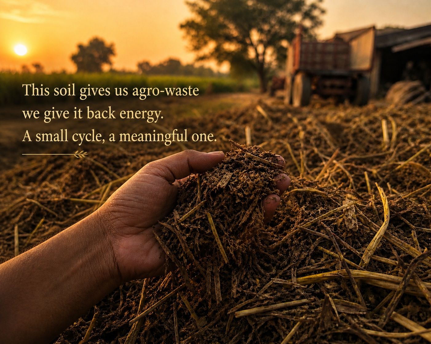 Recovered agricultural crop residue ready for biomass processing